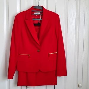 Calvin Klein Red Suit Size 10 NWOT